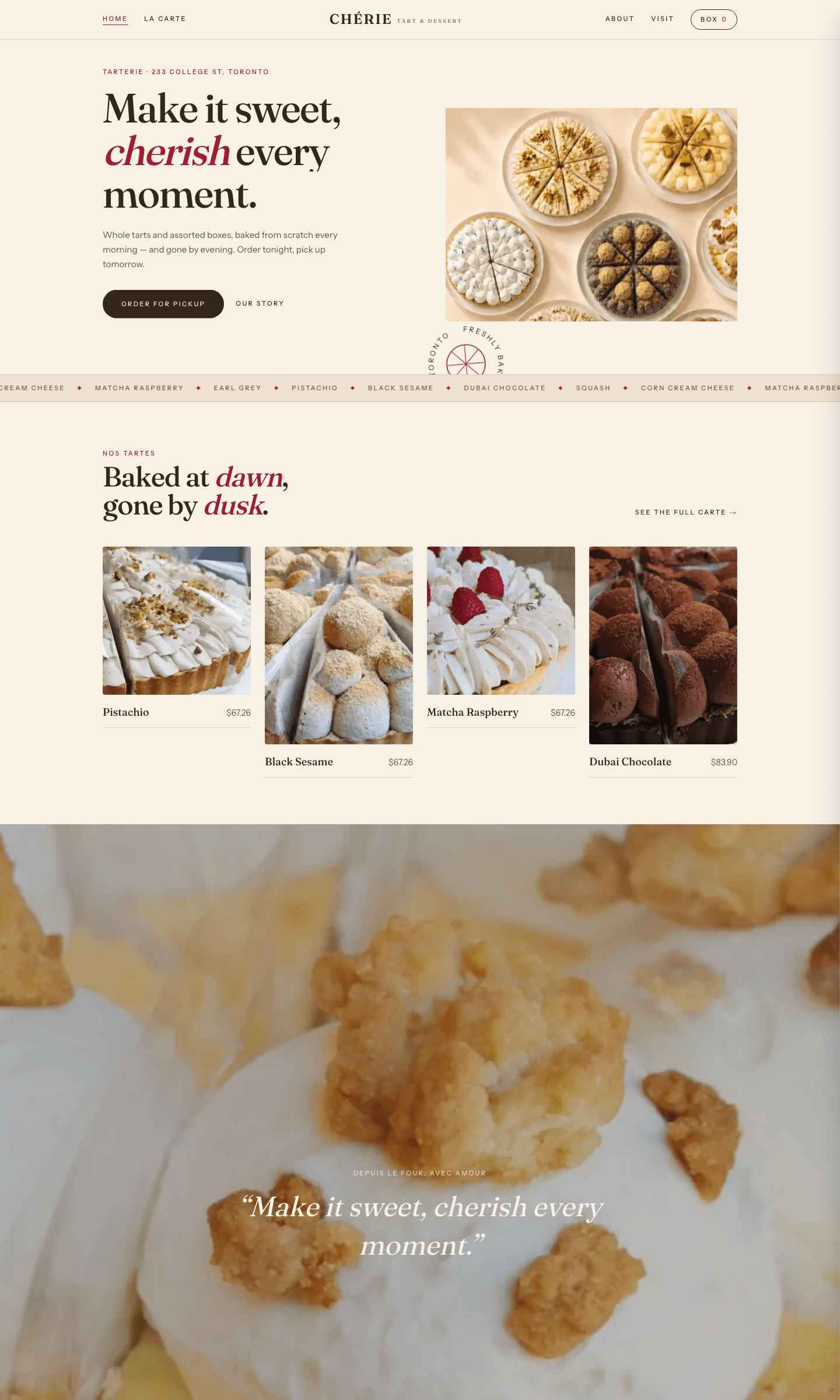 Cherie Tart website redesign