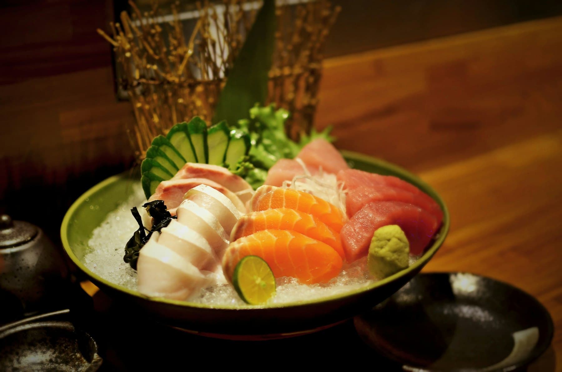 Sashimi arranged on ice